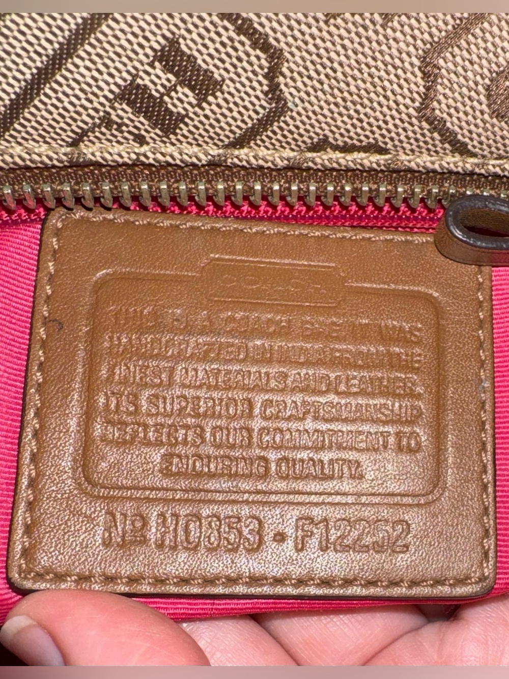 Coach 2008 Lozenge Brown Canvas Leather Trim Stripe Zipper Closure Tote Bag -GUC - Picture 7 of 14